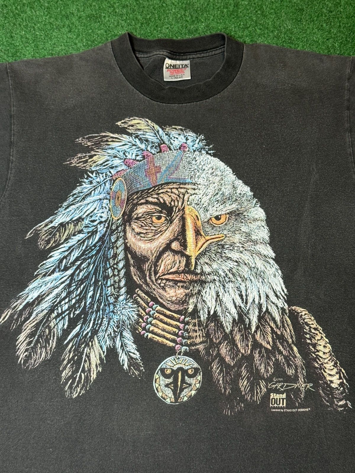 Vintage Vintage 90s Native American Eagle Navajo Faded T Shirt Size US L / EU 52-54 / 3 - 2 Thumbnail