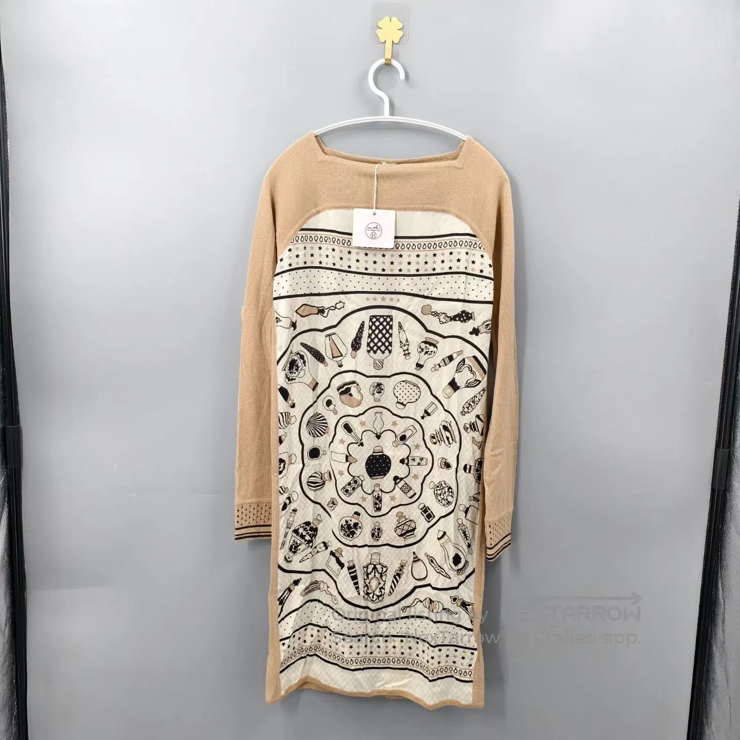 Hermes Hermes Camel Perfume Bottle Print Silk Wool Dress| Size XXS / US 00 / IT 34 - 1 Thumbnail