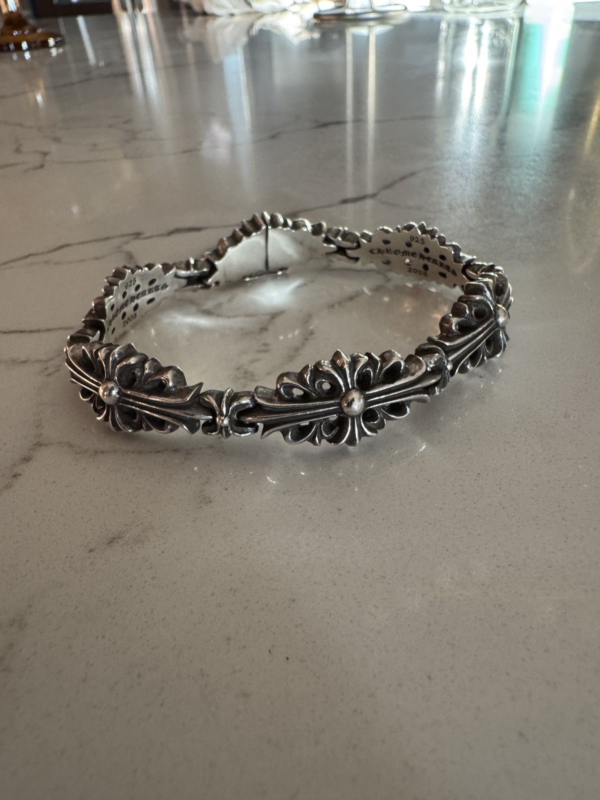 Chrome Hearts Chrome Hearts Floral Cross Link Bracelet | Grailed