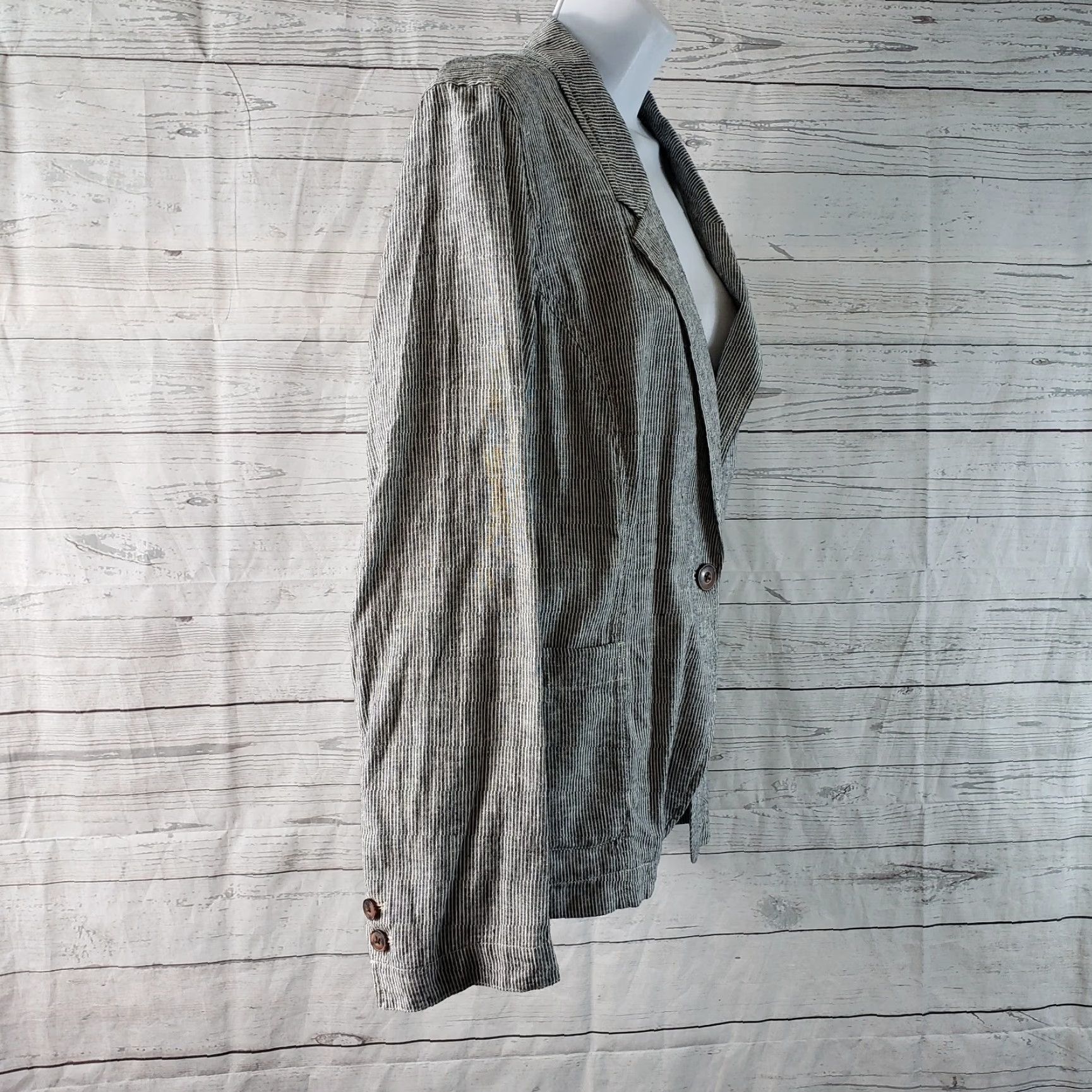 Vintage Duluth Blazer Shirt Womens 14 Gray Stripe Hemp Organic Cotton Long Sleeve Button Jacket Men/Womens? Size XL / US 12-14 / IT 48-50 - 3 Thumbnail