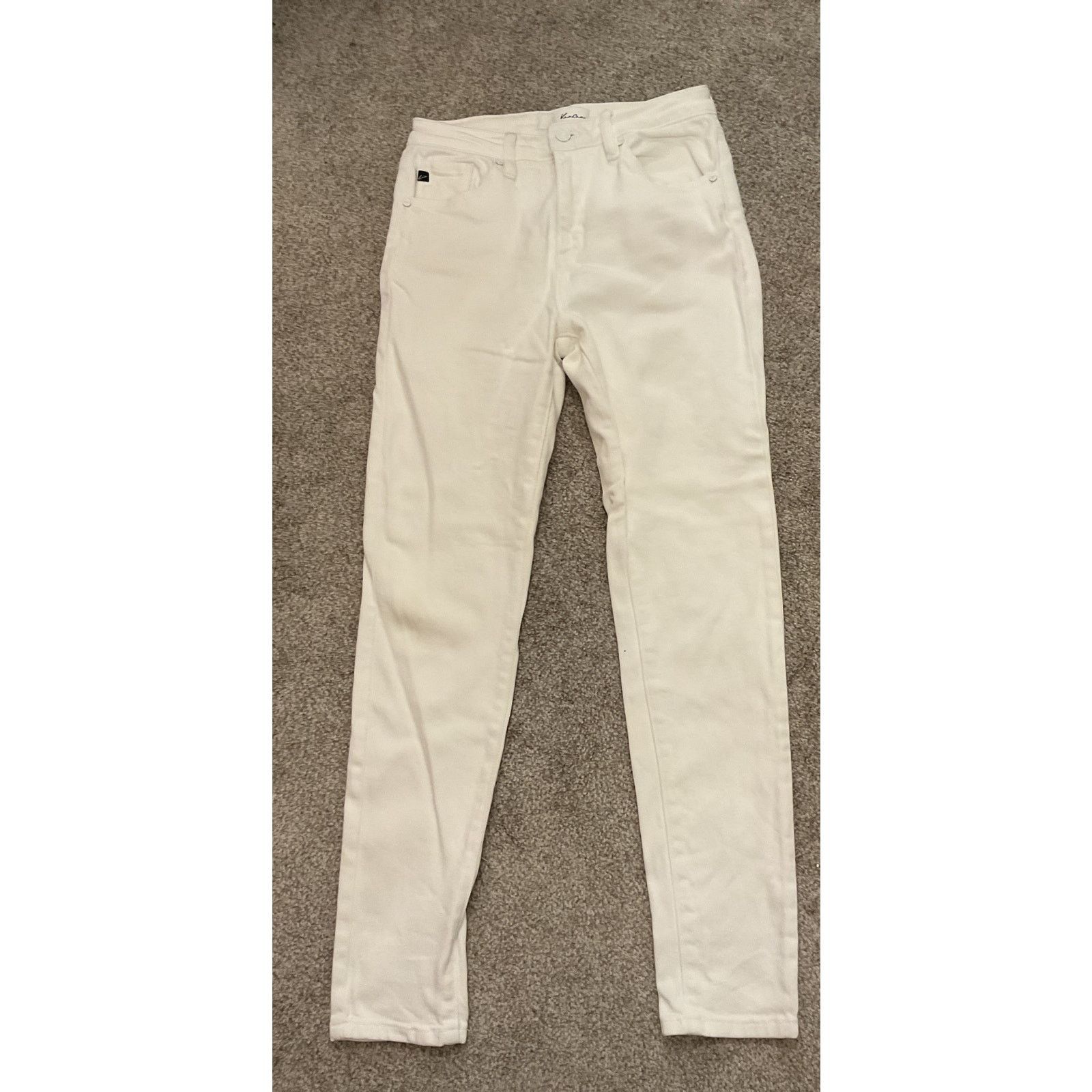 Kancan USA Kancan Straight Leg High Rise White Denim Jeans, 27 Size 27" / US 4 / IT 40 - 2 Thumbnail