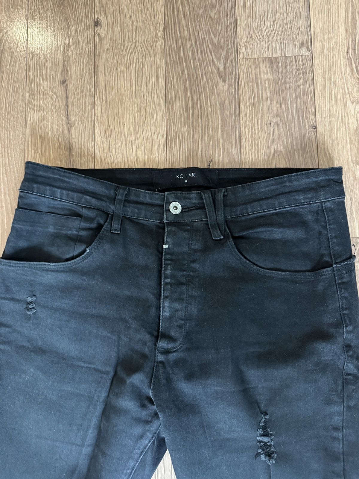 Kollar Clothing Black Distressed Double Stacked Cuff Kollar Clothing Denim Size US 32 / EU 48 - 3 Thumbnail