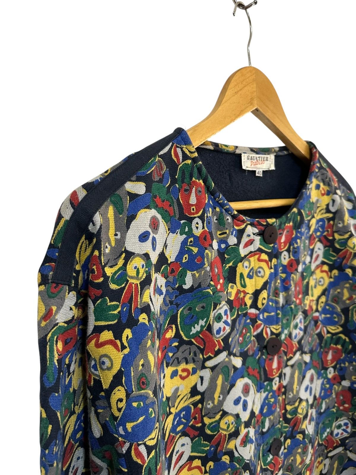 Jean Paul Gaultier Jean Paul Gaultier Public Multicolor Mask Print Jacket 80s Size US M / EU 48-50 / 2 - 4 Thumbnail