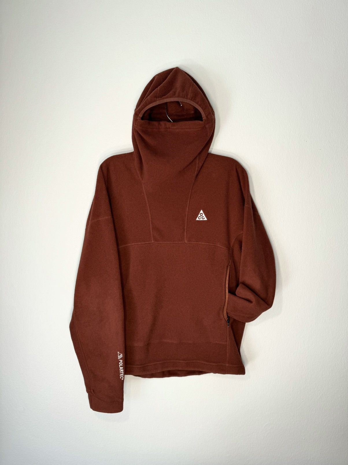 image of Nike Acg Ninja Fleece Hoodie Polartec Terma-Fit Wolf in Brown, Men's (Size Small)