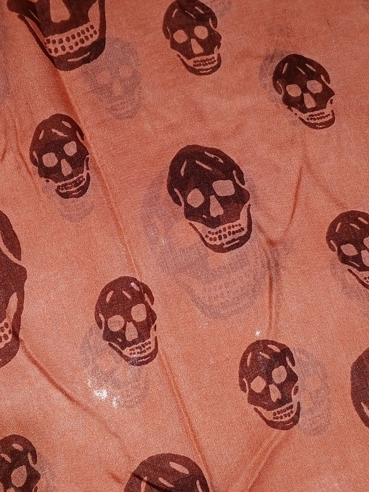 Alexander McQueen ALEXANDER MCQUEEN AMQ Signature Skull Orange Silk Scarf Size ONE SIZE - 5 Thumbnail