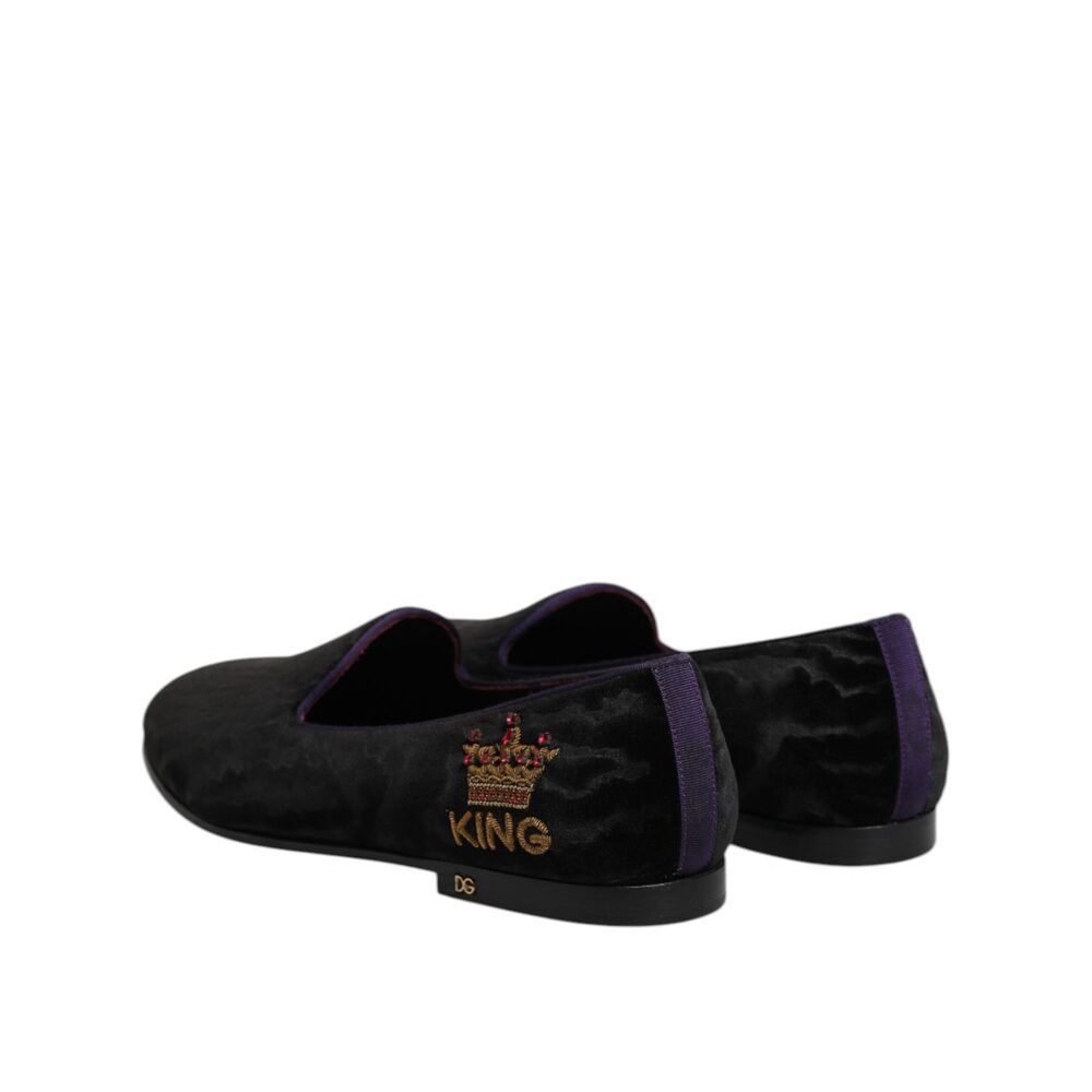 Dolce & Gabbana Dolce & Gabbana Black DG Crown Embroidery Loafers Slip On Sh Size US 9 / EU 42 - 2 Thumbnail