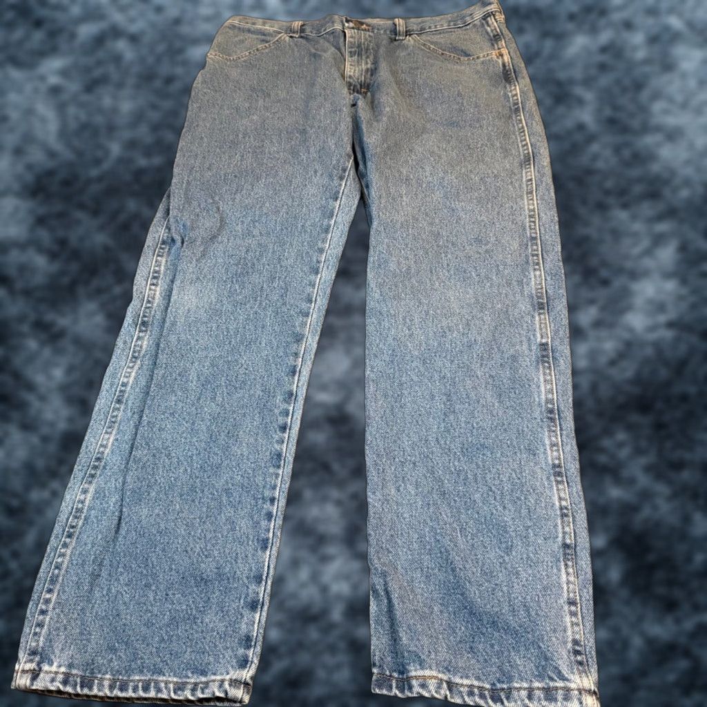 Denime Rustler Jeans Mens 36" Waist 30" Inseam Regular Fit Straight Leg Blue Denim 87619SW Medium Wash Size US 36 / EU 52 - 1 Thumbnail