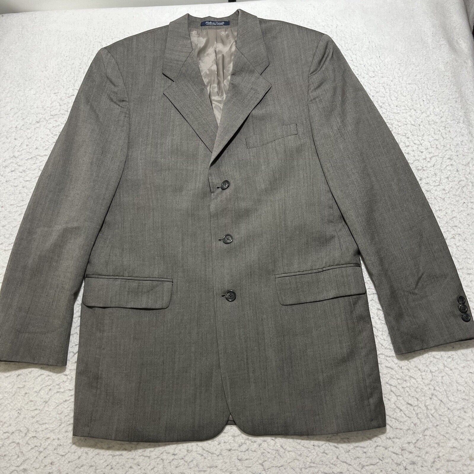Vintage Vintage Kasper 42L Wool Suit Jacket Gray Career Coat Canada Size 42L - 1 Thumbnail