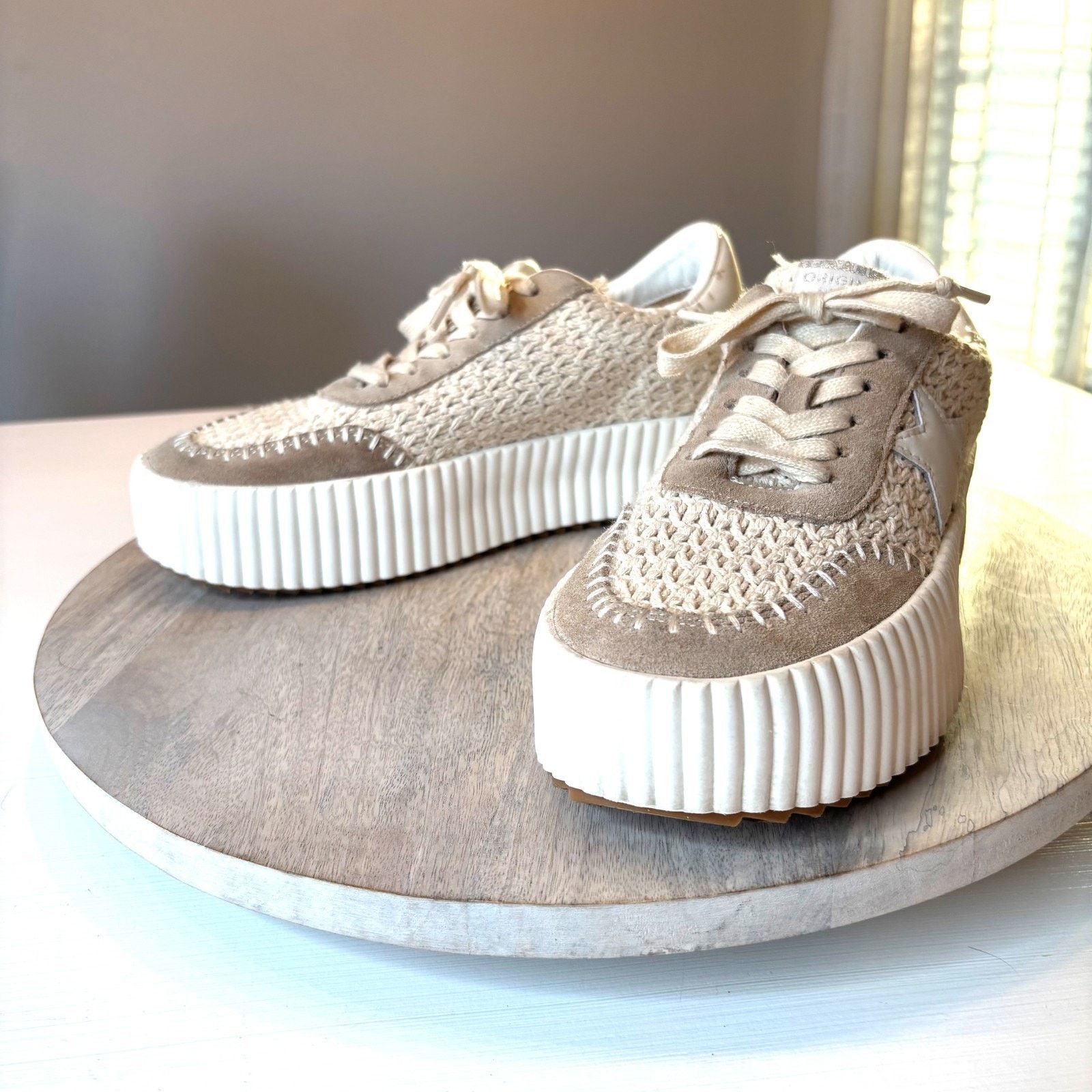 Vintage Havana Vintage Havana Crochet Platform Sneakers Size 9 Beige Cream Size US 9 / IT 39 - 3 Thumbnail