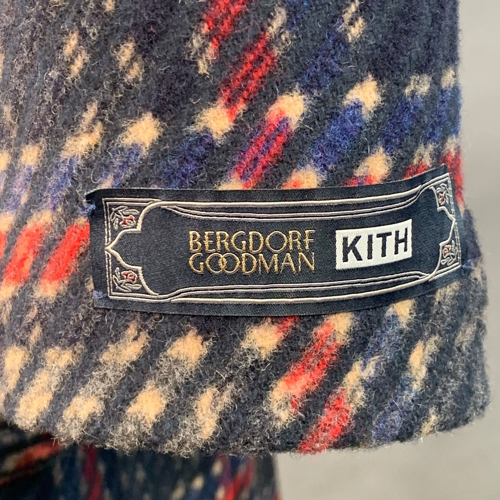 Kith Royce Navy Red Beige Wool Blend Plaid Double Breasted Coat Size US S / EU 44-46 / 1 - 2 Thumbnail