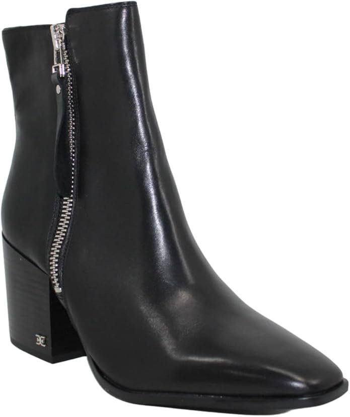 Sam Edelman Sam Edelman Carlysle Black Leather Block Heel Silver Zipper Size US 5 / IT 35 - 2 Thumbnail