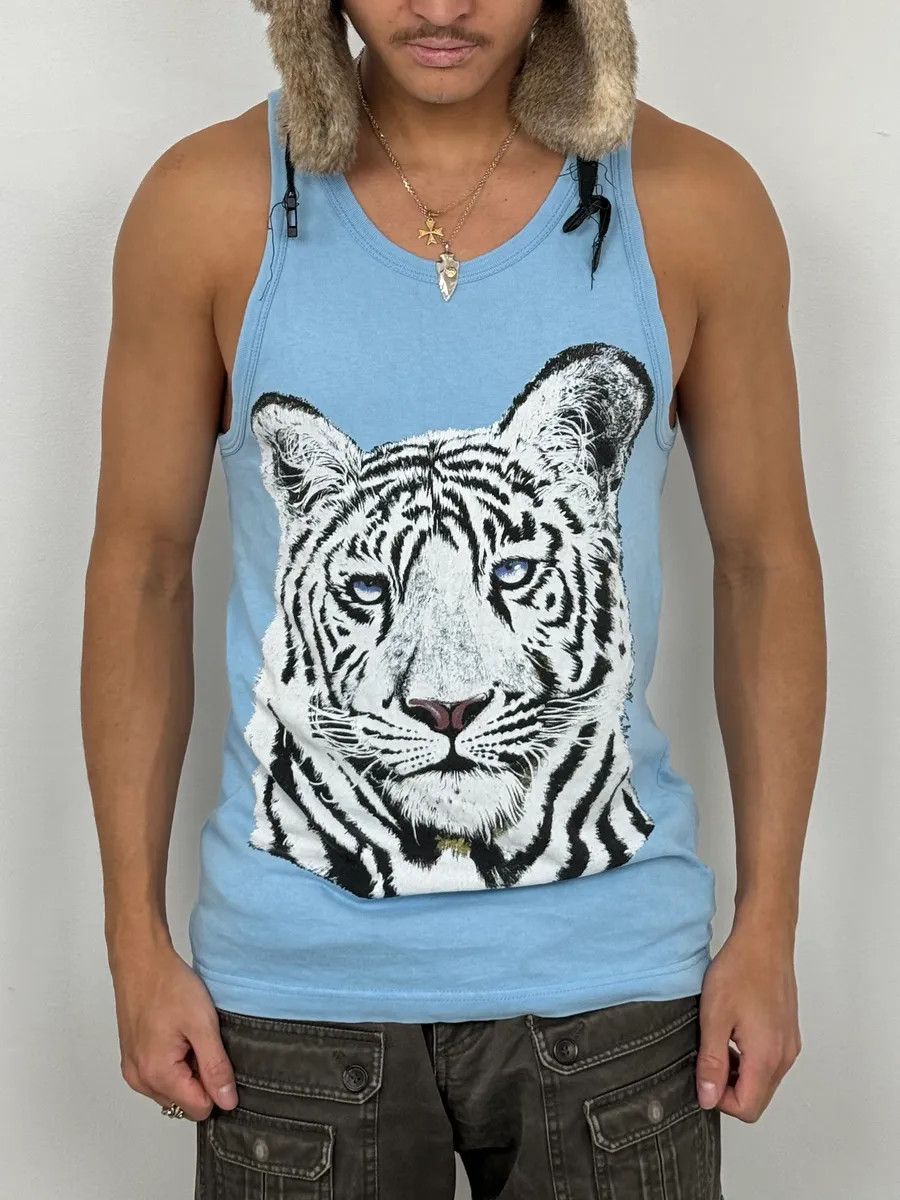 Dolce & Gabbana FW2004 Dolce & Gabbana White Tiger Baby Blue Tank Top Size US M / EU 48-50 / 2 - 3 Thumbnail