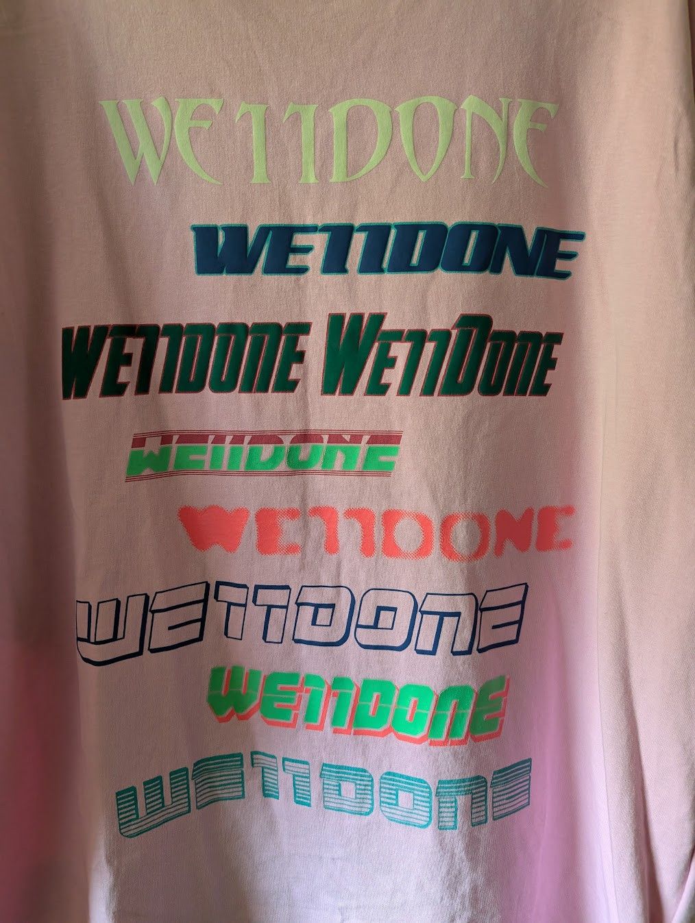 WE11DONE We11Done Pink Oversized Multiple Logo T Shirt Size US XL / EU 56 / 4 - 2 Thumbnail