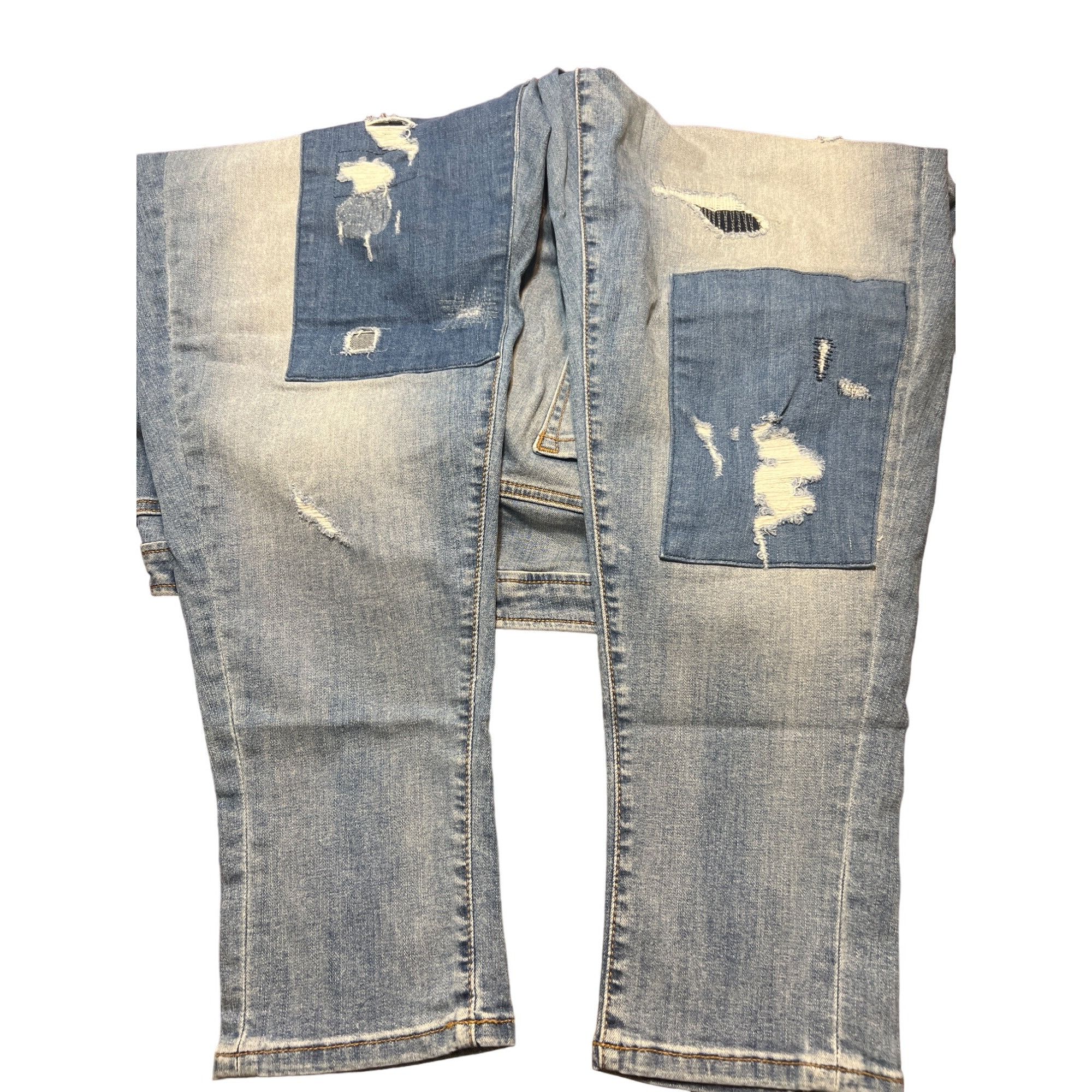 Other Lane Bryant Boyfriend Distressed Patchwork Jeans Light Wash Size 42" / US 20 - 4 Thumbnail
