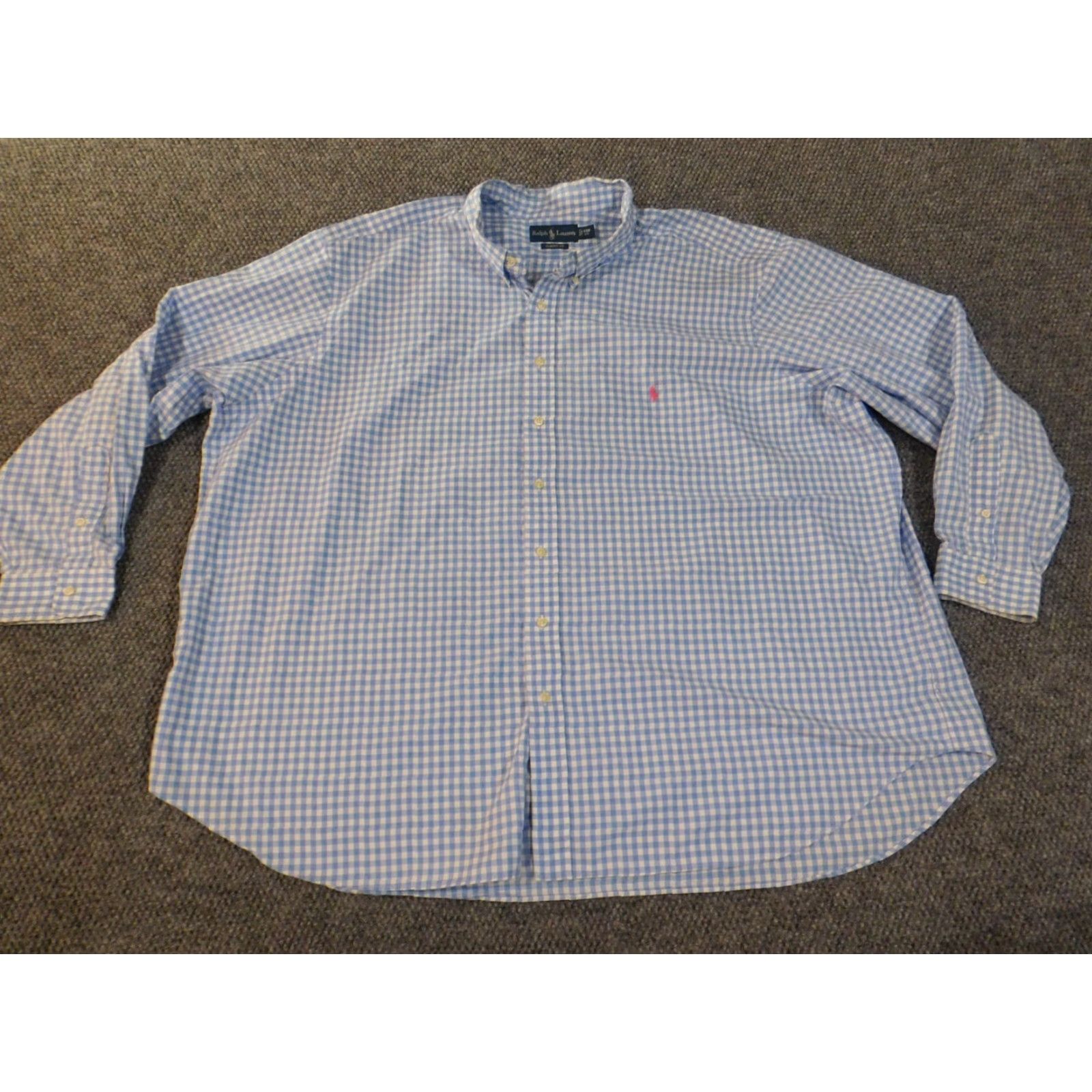 Ralph Lauren Ralph Lauren Shirt Mens Big 4X Blue Plaid Button-Up Casual Collared Knit Cotton Long Sleeve American Pony Button-Down Pocketed Size US XXL / EU 58 / 5 - 4 Thumbnail