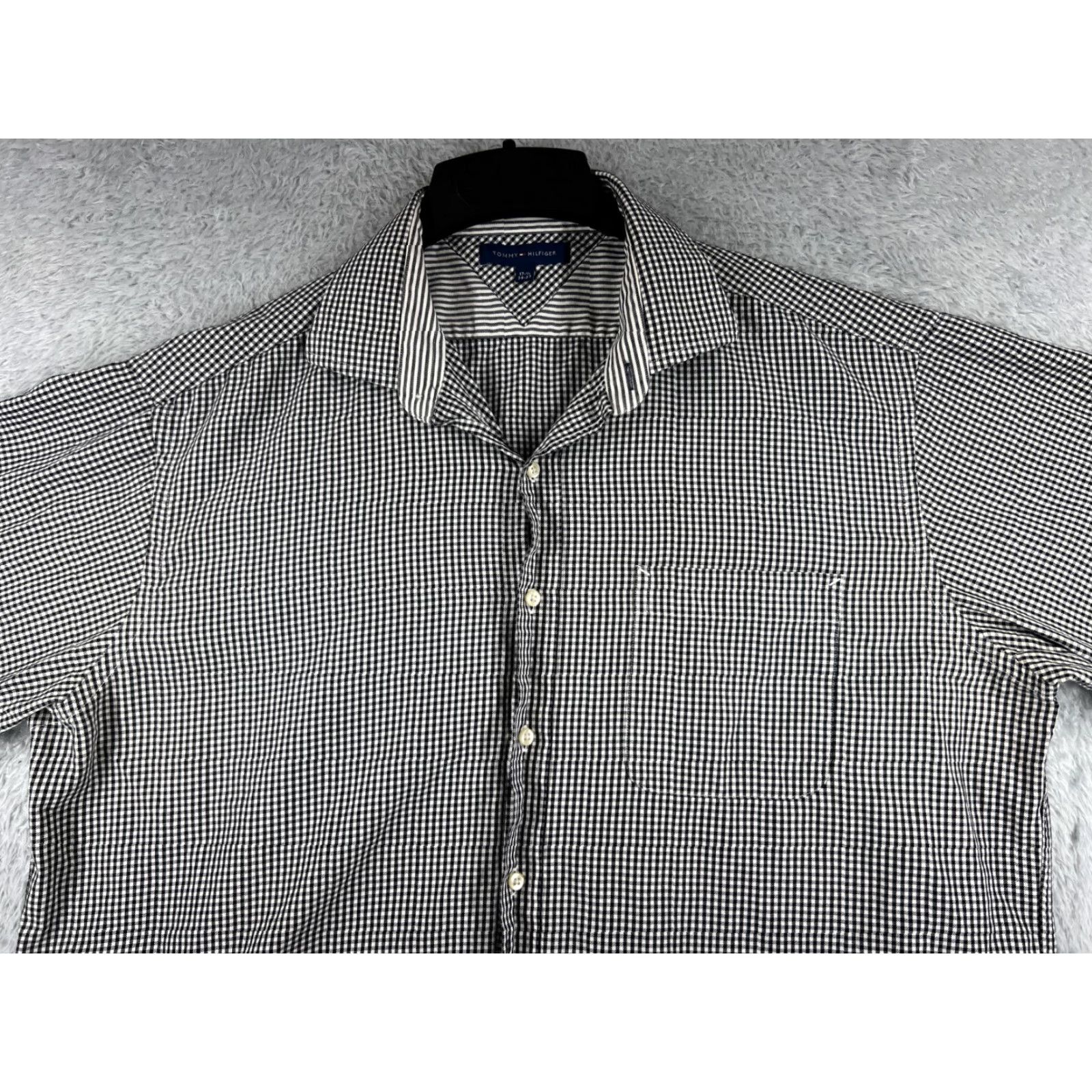 Tommy Hilfiger Tommy Hilfiger Shirt Men 17.5 Black White Plaid Button Up Long Sleeve Pocket Size US XL / EU 56 / 4 - 4 Thumbnail