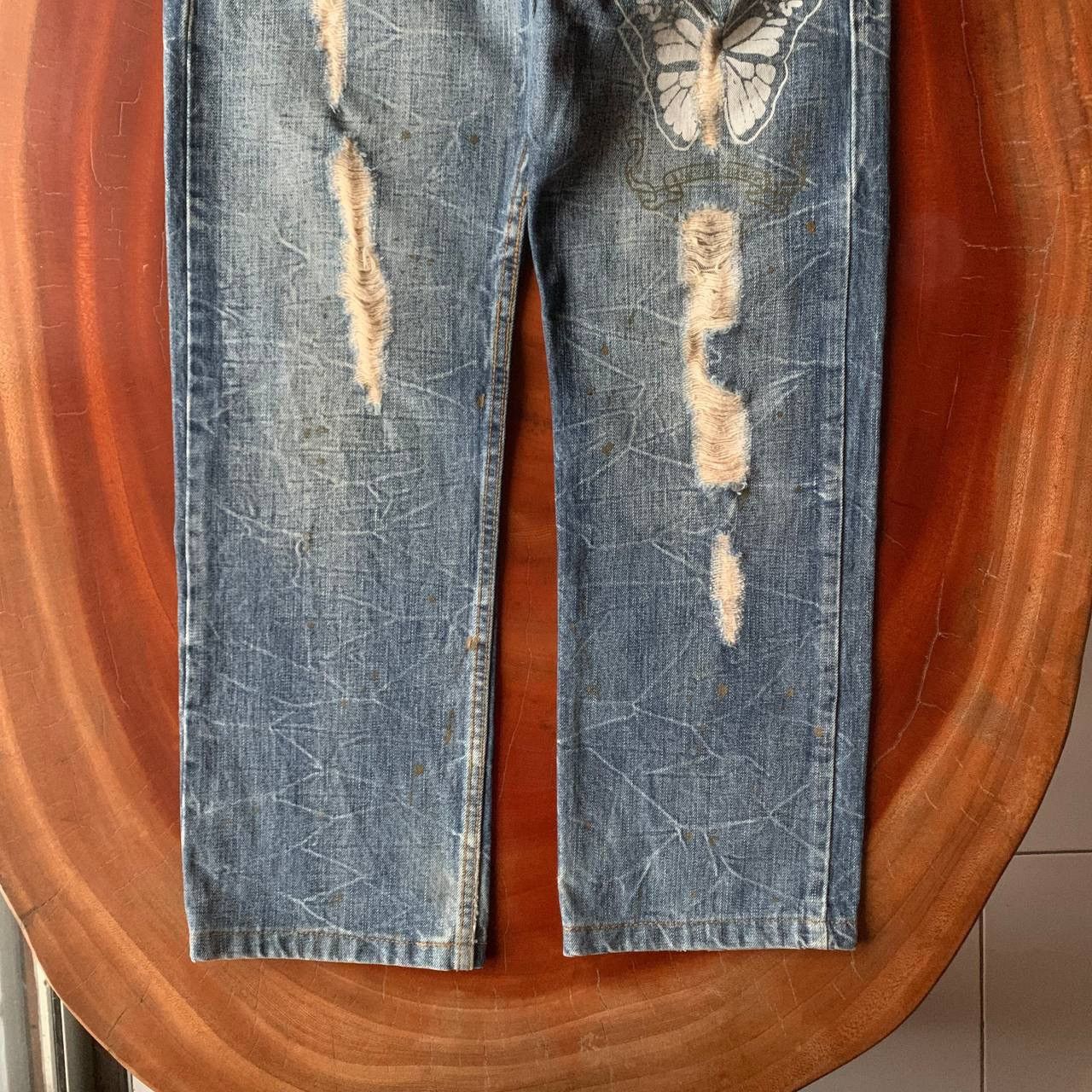 Japanese Brand Distressed Legend Of Glamour LOG Blue Denim Jeans Pants Y2K Size US 31 - 5 Thumbnail