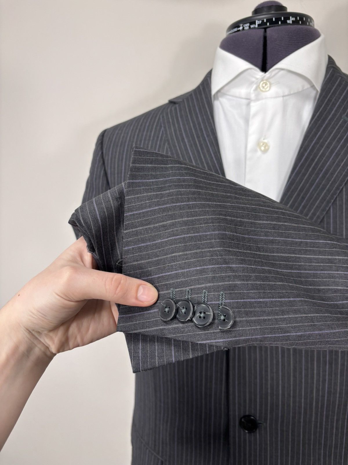 Z Zegna Ermenegildo Z Zegna Men’s Striped Grey Wool Blazer Jacket Size 40R - 8 Thumbnail