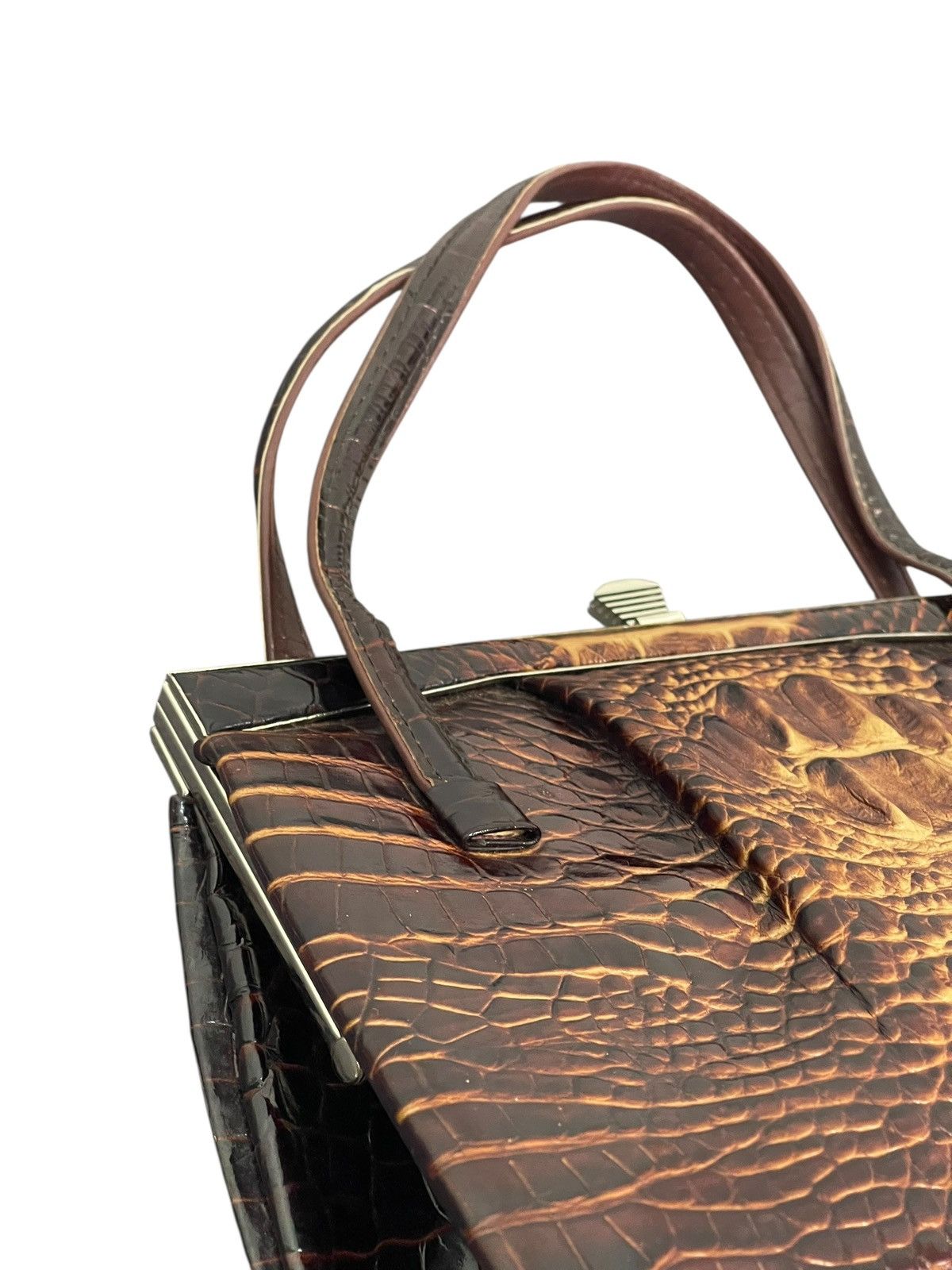 Genuine Leather Crocodile Skin Leather Vtg 60s Kawano Japan Hand Bag 8🟩 Size ONE SIZE - 12 Thumbnail