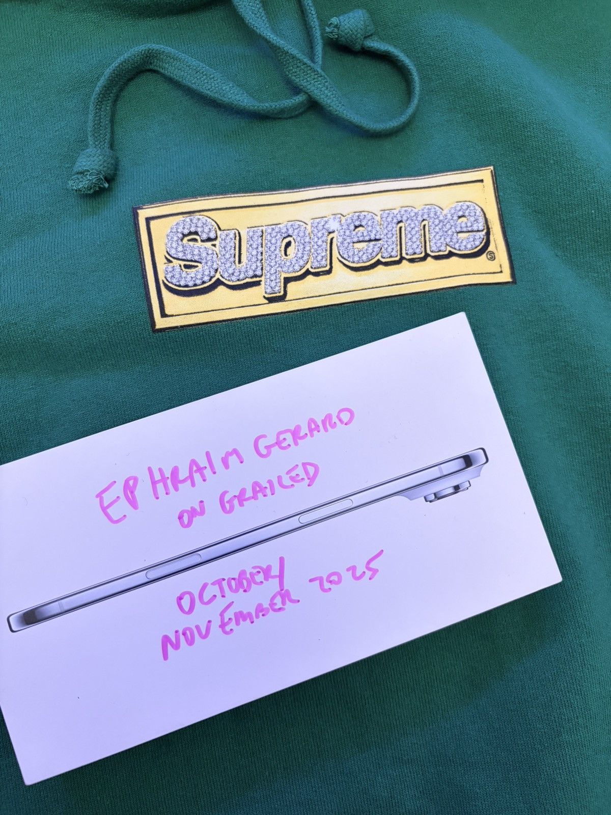 Supreme Supreme Bling Box Logo Hoodie Green M Size US M / EU 48-50 / 2 - 3 Thumbnail