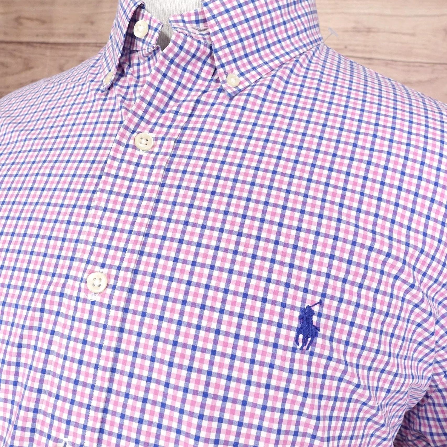Ralph Lauren Polo Ralph Lauren Shirt Mens 2XL Pink Blue Gingham Check Button-Down Long Sleeve Size US XXL / EU 58 / 5 - 2 Thumbnail