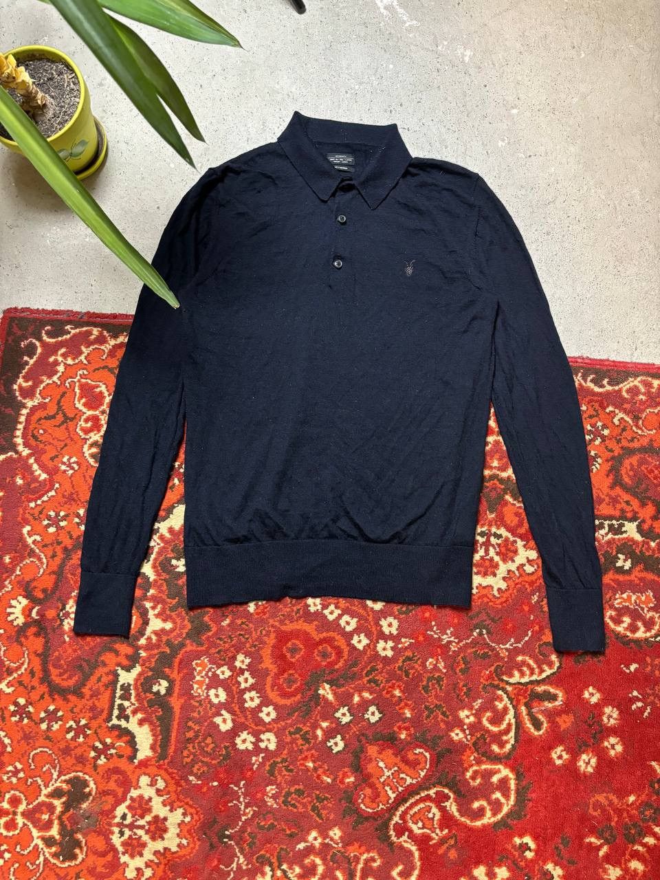 Allsaints × Vintage Vintage Allsaints Long Sleeve Polo Wool Logo Knitted Size US L / EU 52-54 / 3 - 1 Thumbnail