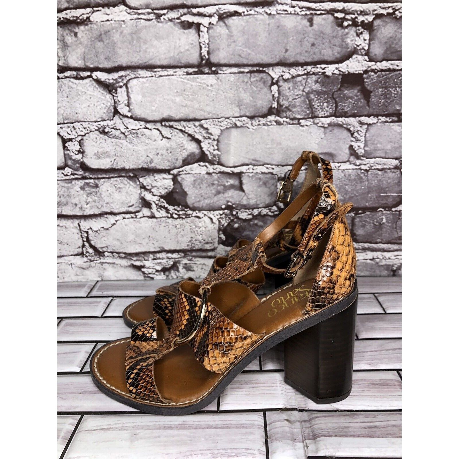 Other Franco Sarto Dandelion Snake Print Ankle Strappy Brown Leath Size US 6 / IT 36 - 19 Thumbnail