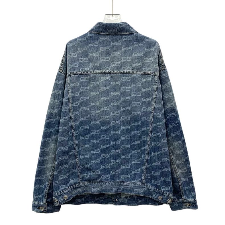 Other Balenciaga Blue logo full print washed out cotton lapel si Size S / US 4 / IT 40 - 2 Thumbnail