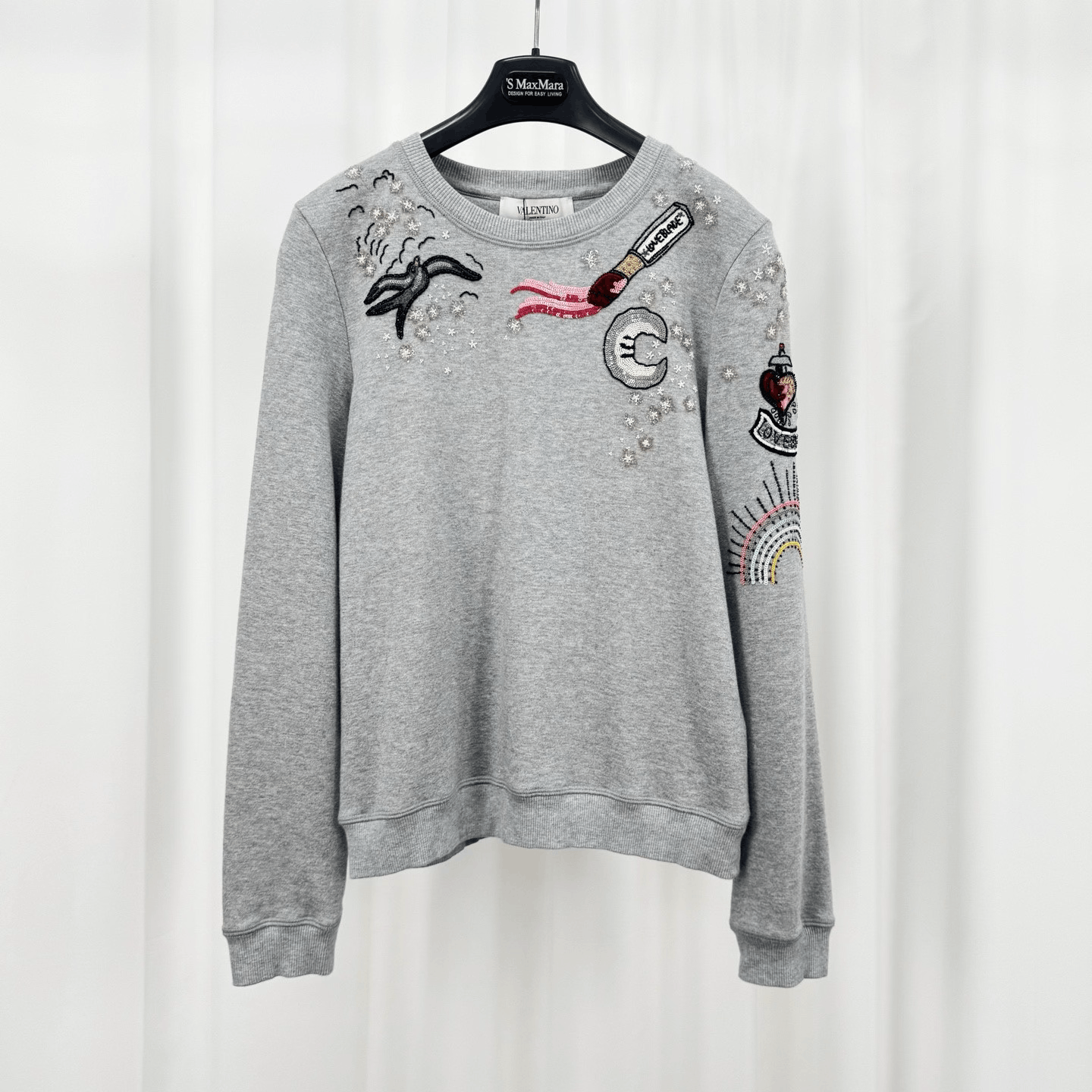 Valentino Valentino Rainbow Heart Beaded Sequin Sweatshirt Size S / US 4 / IT 40 - 1 Thumbnail