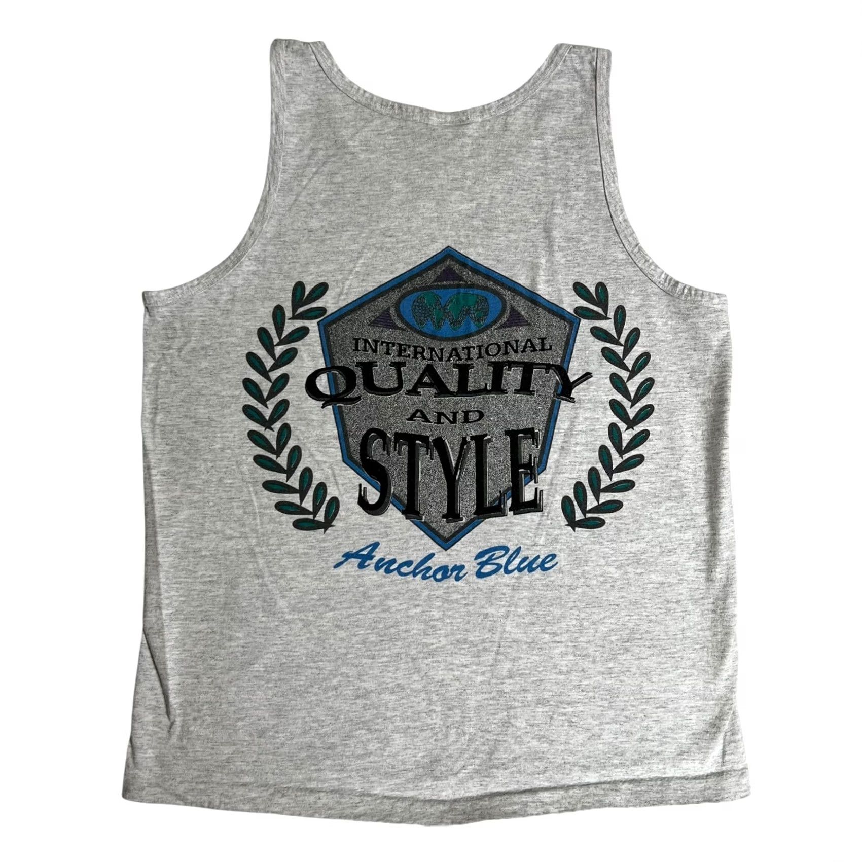 Anchor Blue VINTAGE Anchor Blue Tank Top Shirt Large Gray Single Stitch Men T-Shirt 90s Beach Summer Certainly Vintage 1990s Size US L / EU 52-54 / 3 - 2 Thumbnail