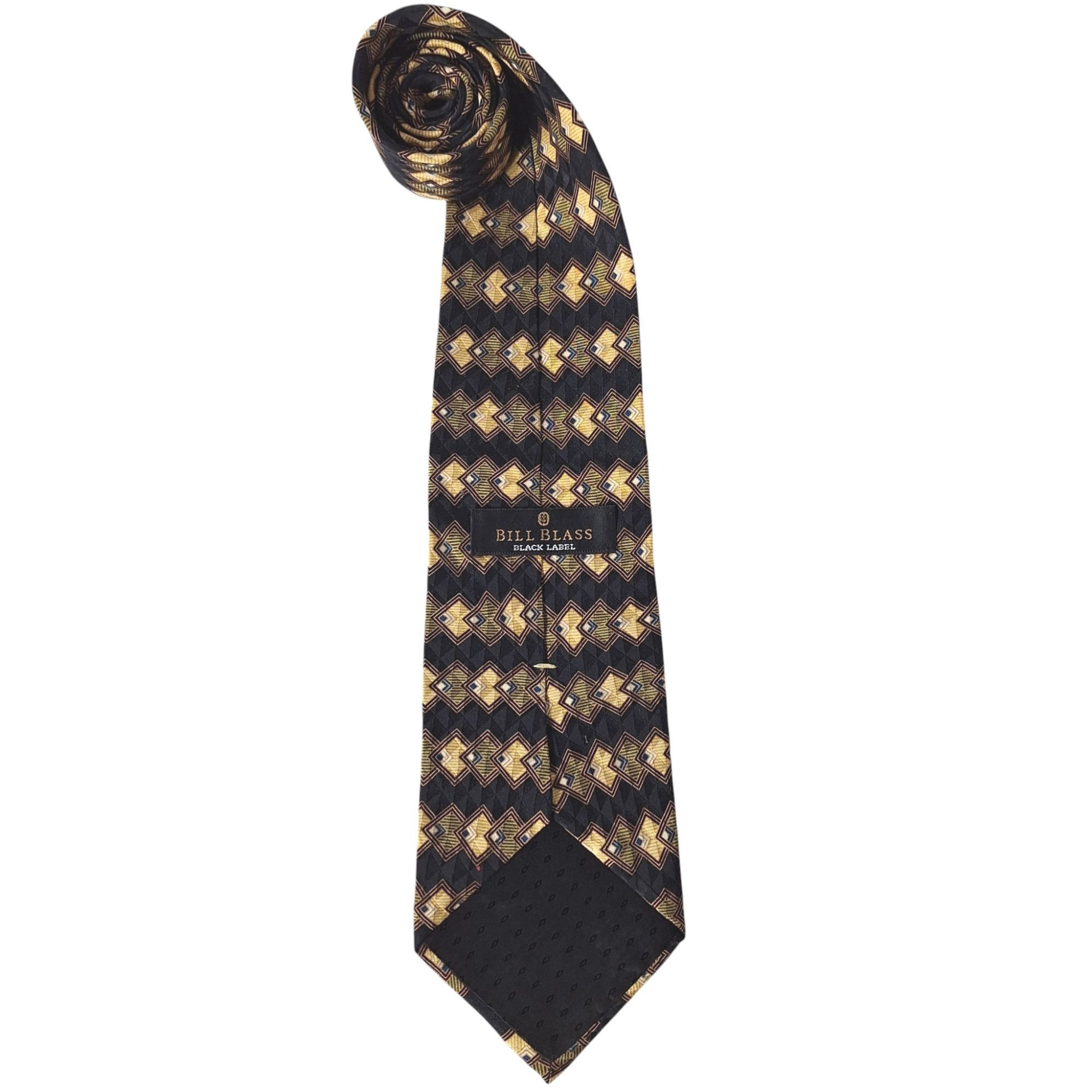 Bill Blass Bill Blass Black Label Silk Tie Black Gold Geometric Diamond Size ONE SIZE - 5 Thumbnail