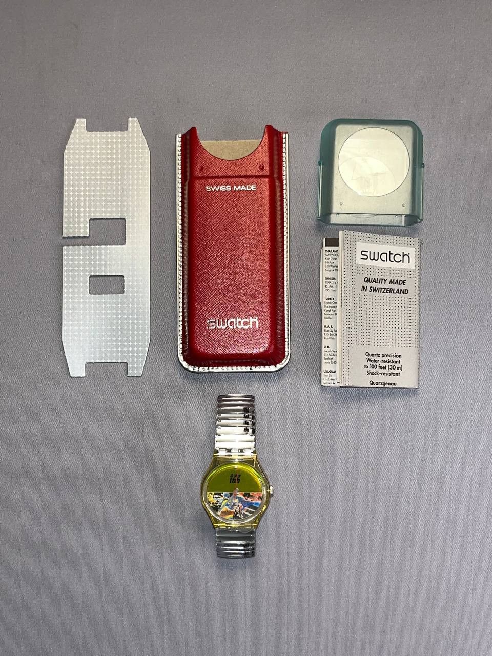 1996 Swatch Gk219 Movie News Watch in Yellow, Men's Product Image