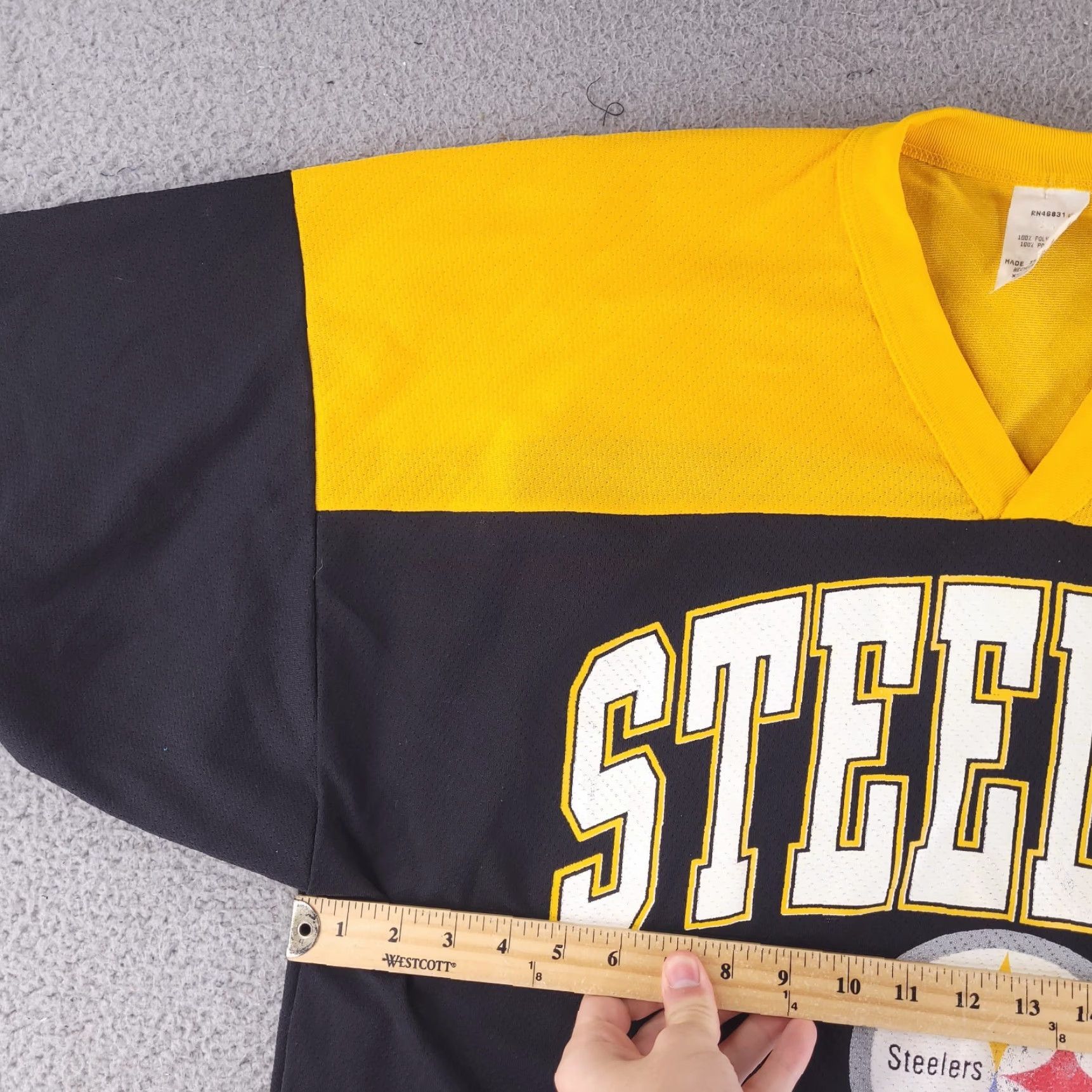 Riddell VINTAGE Riddell Jersey Mens XL NFL Pittsburgh Steelers T-Shirt USA Made 1997 Black Gamesmanship? Size US XL / EU 56 / 4 - 5 Thumbnail