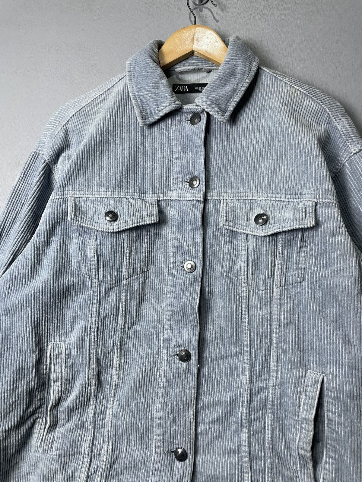 Zara ZARA pale blue button up Corduroy jacket Size XS / US 0-2 / IT 36-38 - 6 Thumbnail