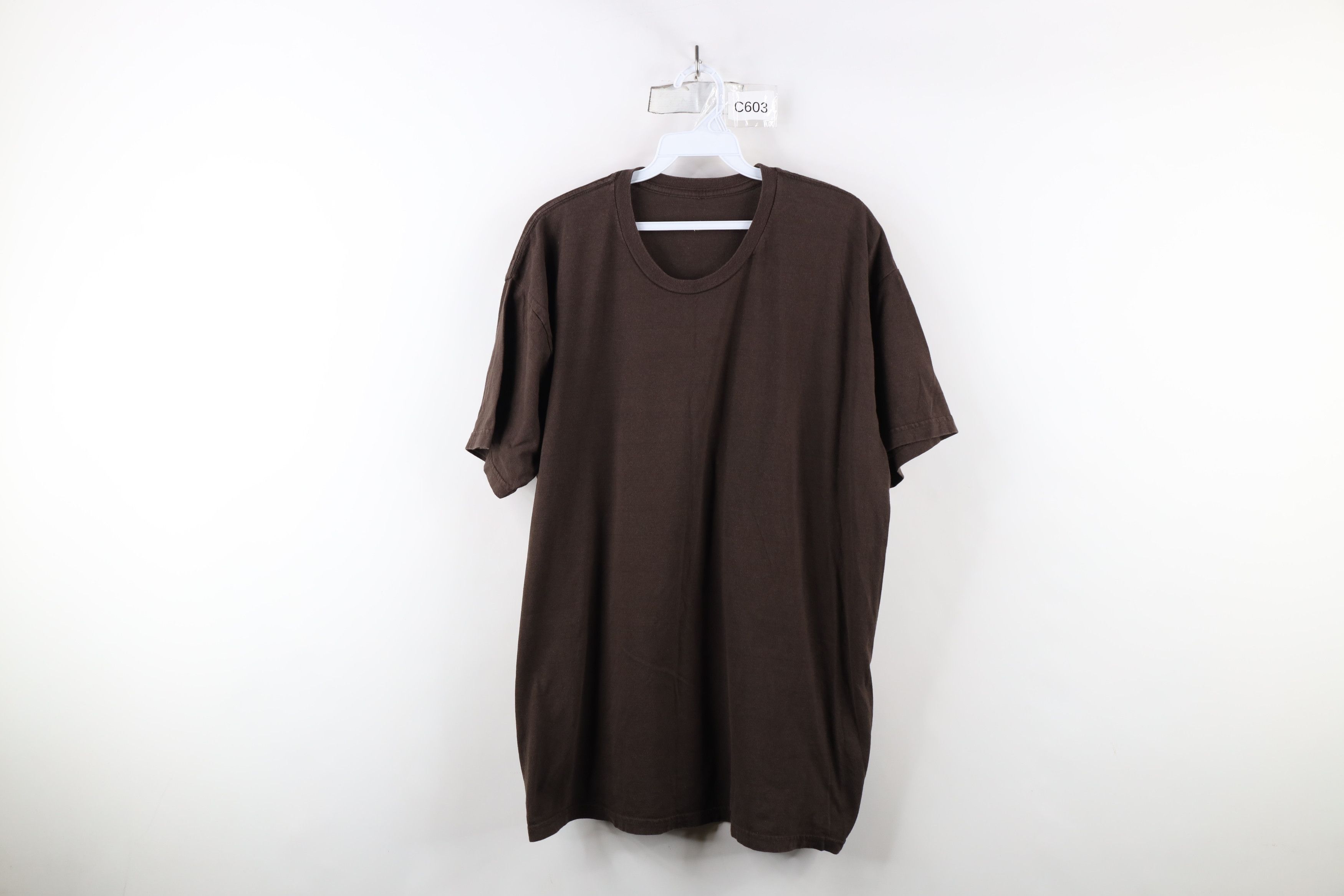 Vintage Vintage 90s Streetwear Blank Short Sleeve T-Shirt Brown Size US XXL / EU 58 / 5 - 1 Thumbnail