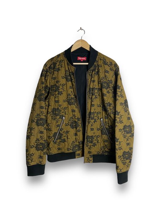 Supreme Supreme All Over Roses Print Quilted Bomber Zip Jacket