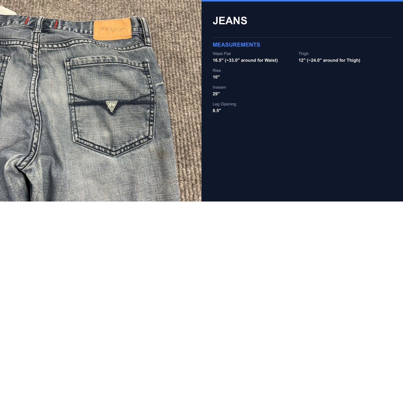 Guess GUESS Jeans Mens 31 Blue Cotton Blend Regular Straight Crescent Fit Jeans Casual Denim Straight 29in Inseam Mens Size US 31 - 8 Thumbnail