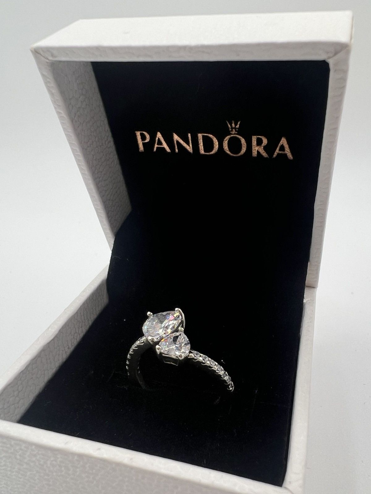 pandora Pandora Double Heart Sparkling Ring Sterling silver Size ONE SIZE - 1 Thumbnail