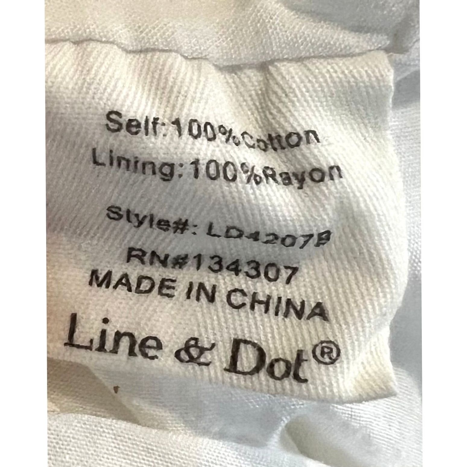 Vintage Line and Dot White Dress Cotton Short Sleeve Textured Ruffle Hem XS Women’s Dress Size 26" / US 2 / IT 38 - 7 Thumbnail