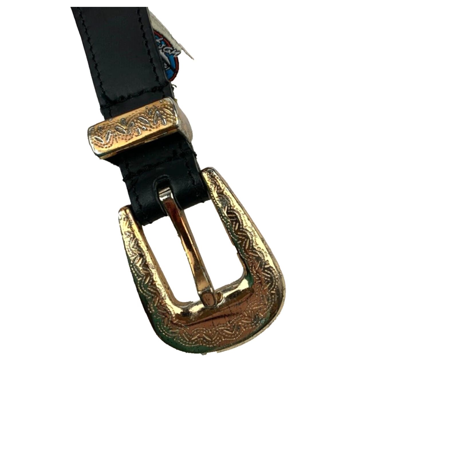 Stetson VINTAGE Stetson Belt Black Leather Glam Rock 34-36 Adult Unisex 1990s Metal Detailing Size ONE SIZE - 3 Thumbnail