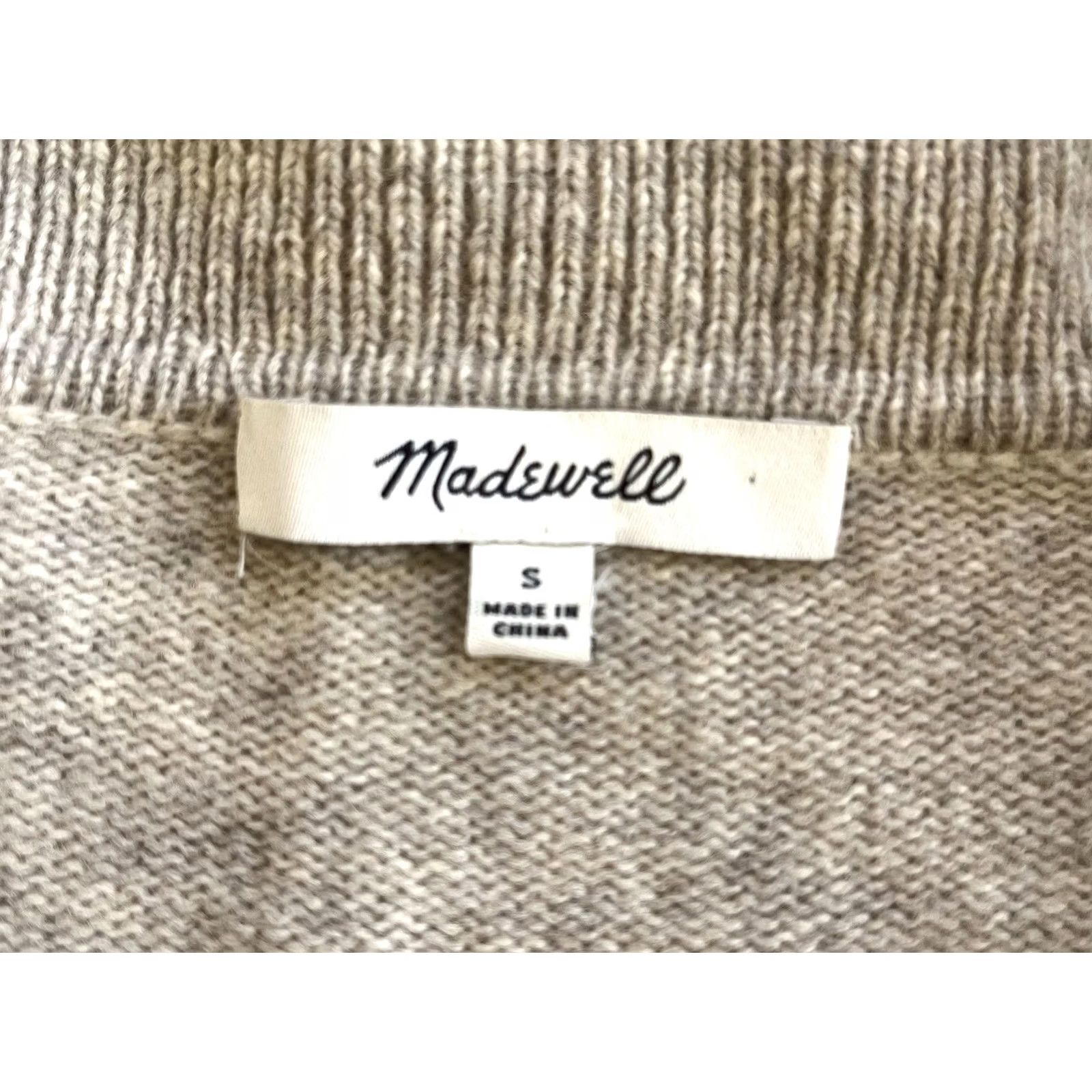 Madewell Madewell Sweater Women Small Grey Blue Collared Relaxed Fit V-Neck 100% Wool Size S / US 4 / IT 40 - 3 Thumbnail