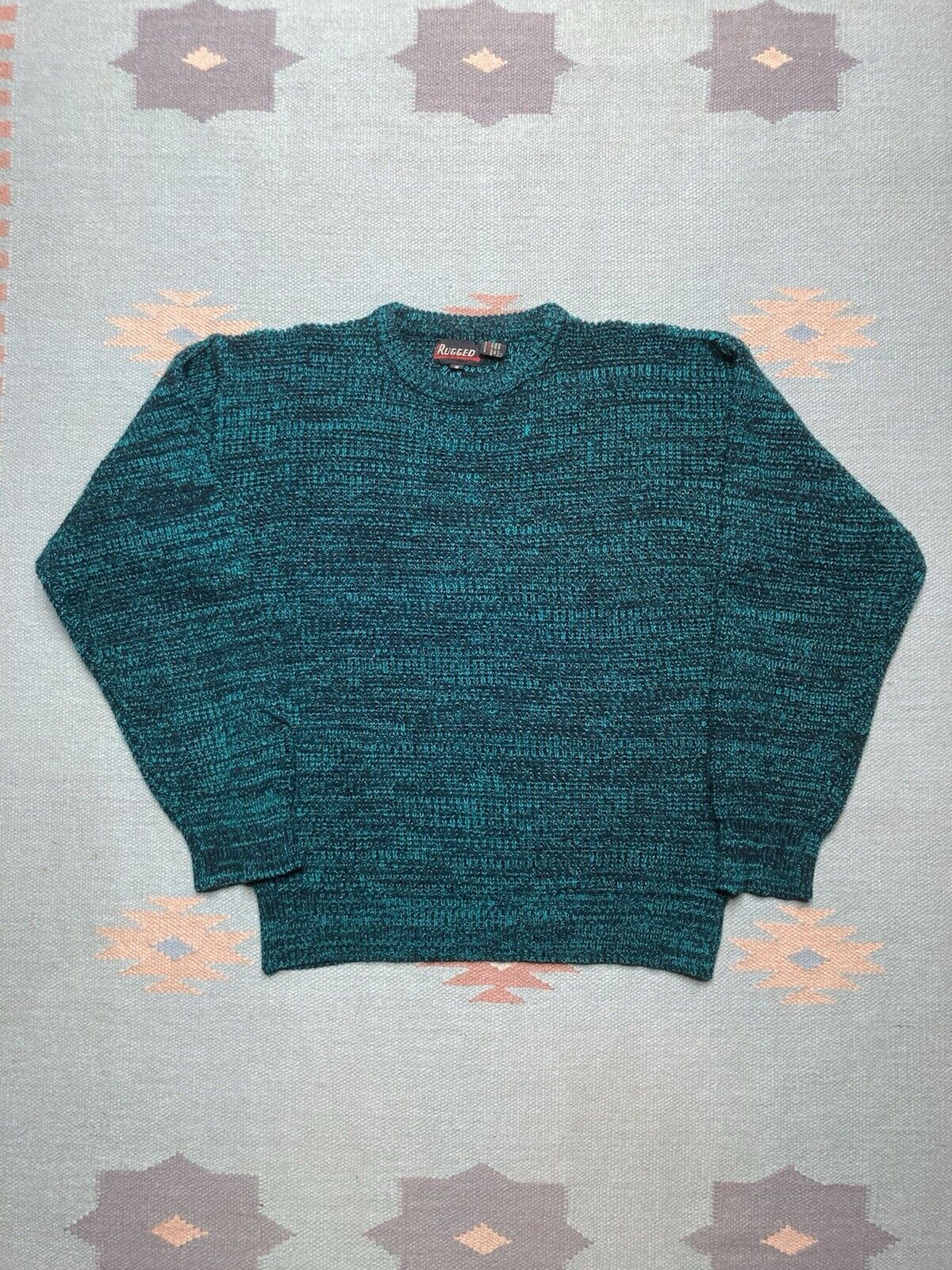 Vintage Vtg acrylic knit sweater blue black pullover crewneck small Size US S / EU 44-46 / 1 - 1 Thumbnail