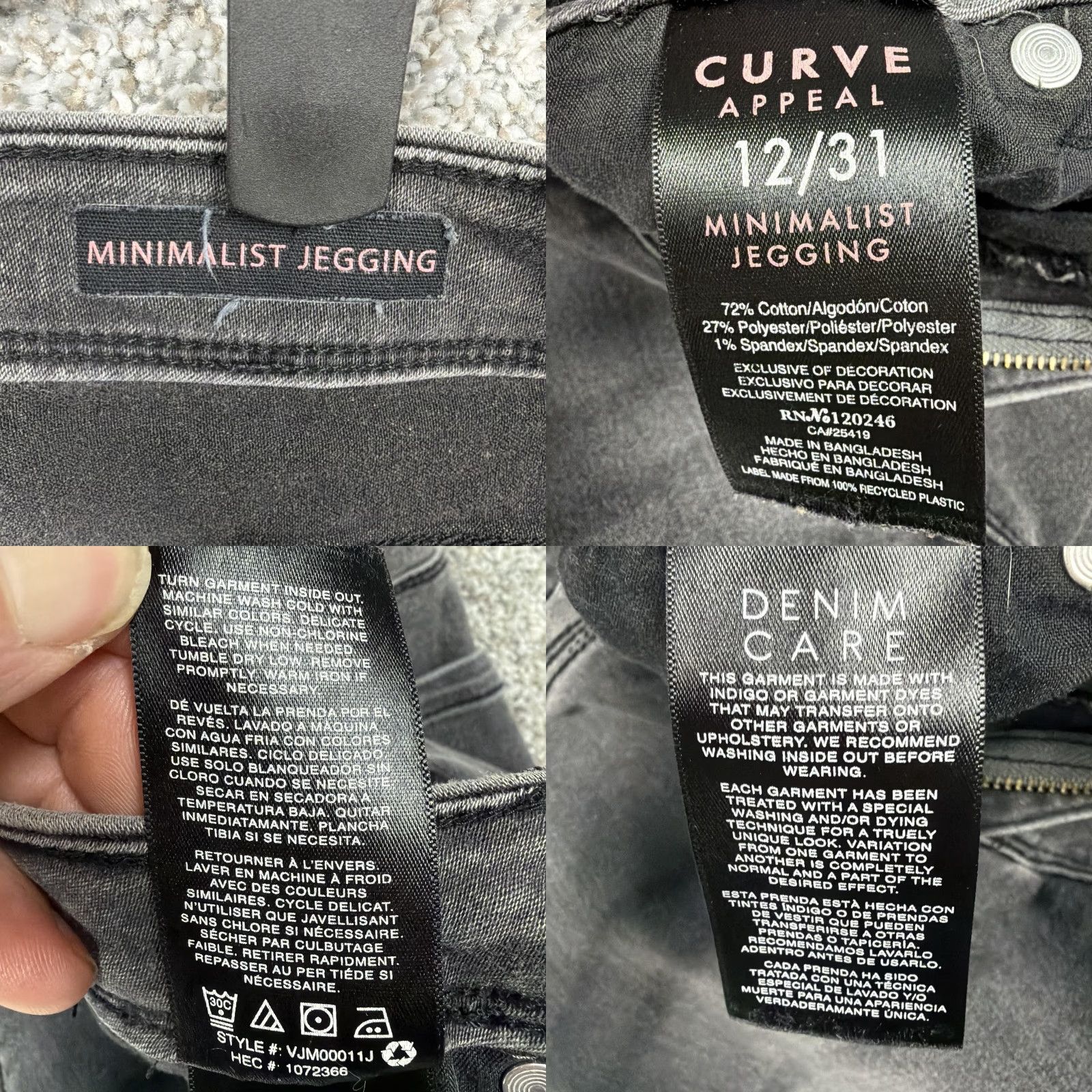 Vintage VINTAGE Curve Appeal Minimalist Jegging Jeans Womens 12/31 34x25 Charcoal Denim Grunge Size 34" / US 12 / IT 48 - 8 Thumbnail