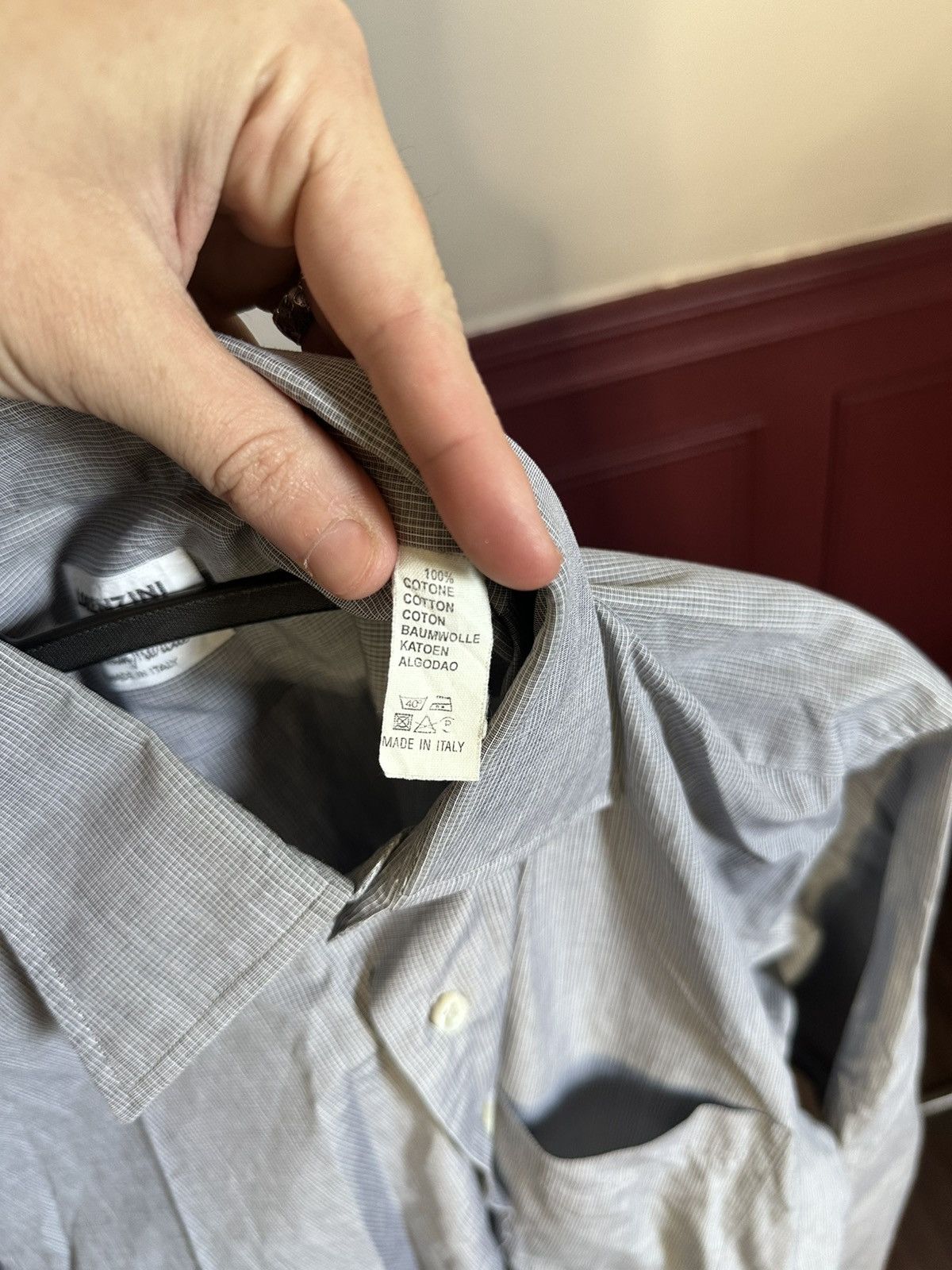 Other LORENZINI exclusive blue/gray micro check shirt Italy Size US L / EU 52-54 / 3 - 13 Thumbnail