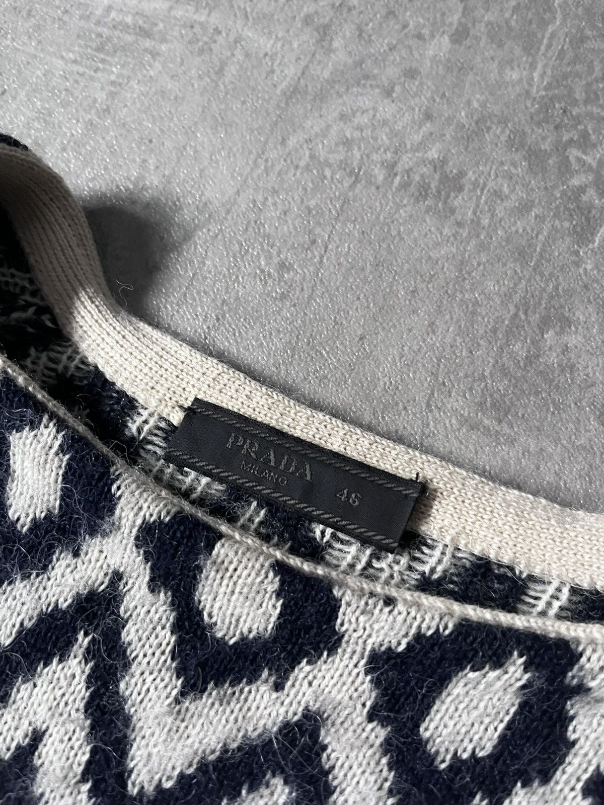 Prada Prada Wool Alpaca sweater chevron print black white Size US S / EU 44-46 / 1 - 8 Thumbnail