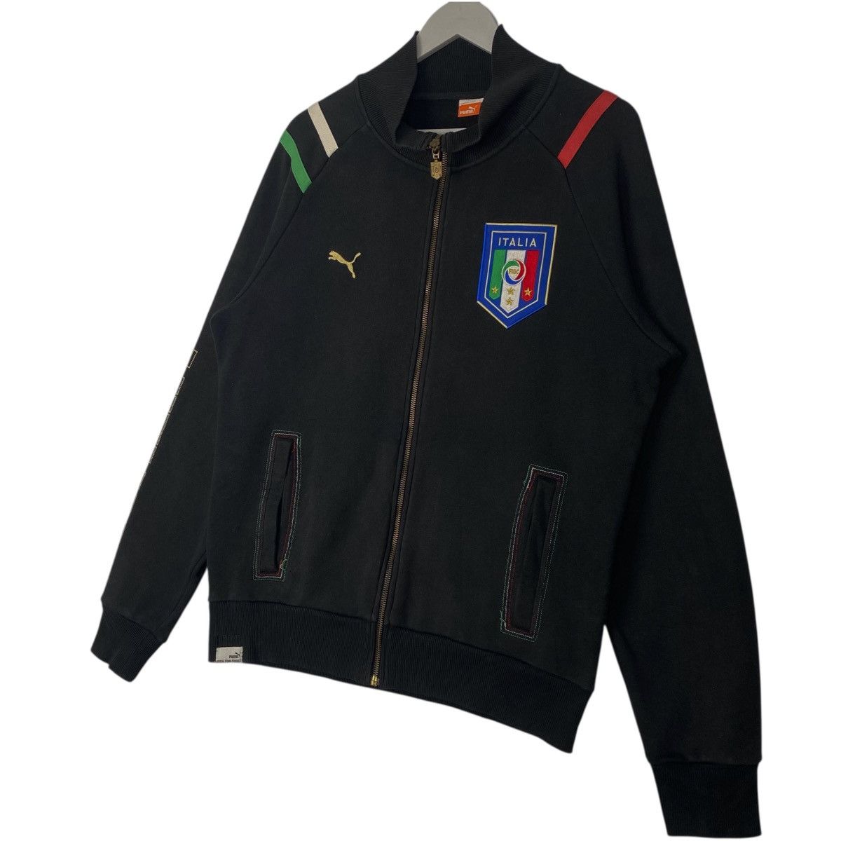 Vintage Vintage Puma Italy Teams Full Zip Sweater Black Size L Size US L / EU 52-54 / 3 - 2 Thumbnail