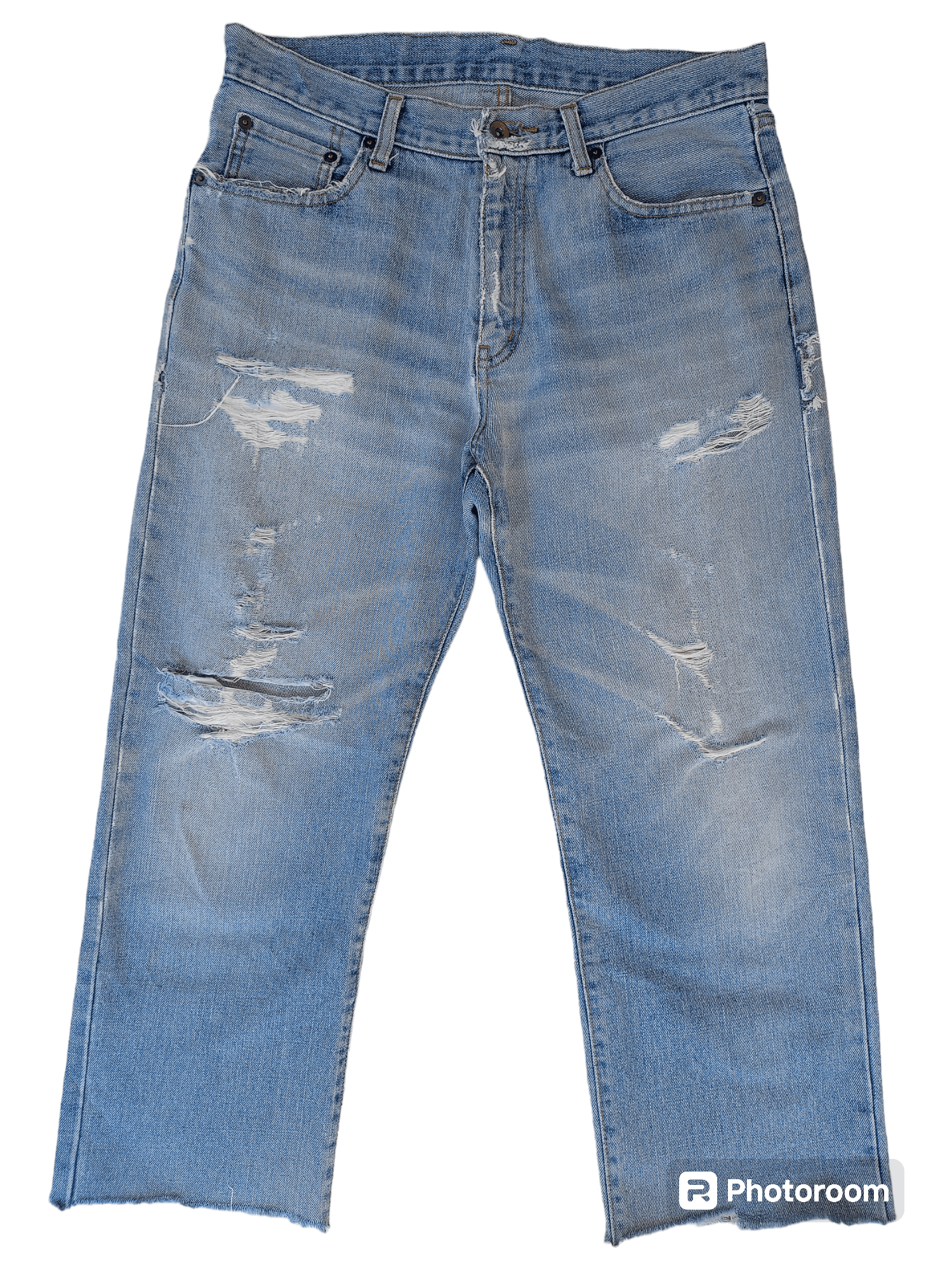 UNIQLO Distressed Cropped Wide Leg Streetwear Denim