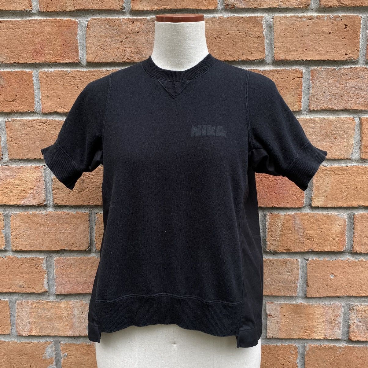 Sacai X Nike Black Short Sleeve Nike Top with Ruffle Trim