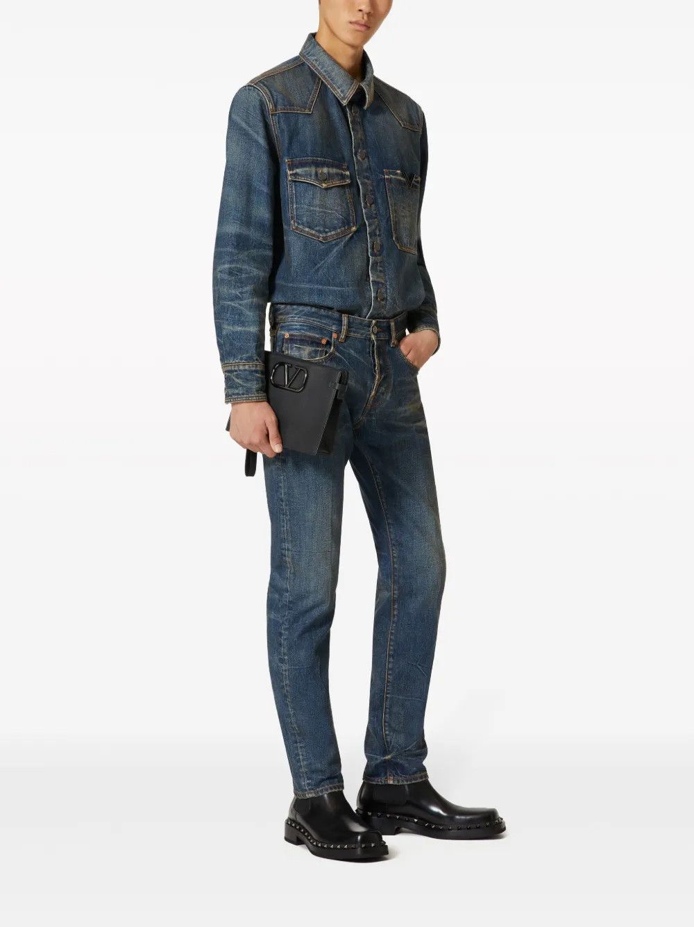 Valentino o1y0525 Denim Pant in Blue Size US 33 - 4 Thumbnail