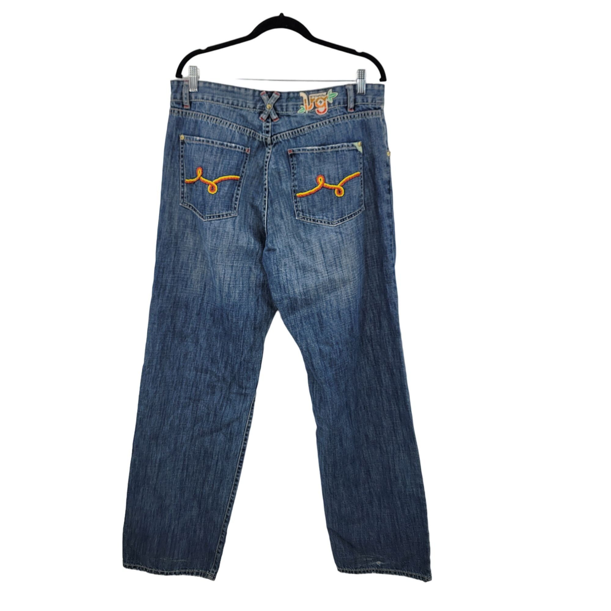 LRG Vintag High Waisted Sea Bead Embroidered Jeans 36 Blue Denim Size 36" / US 14 / IT 50 - 16 Thumbnail